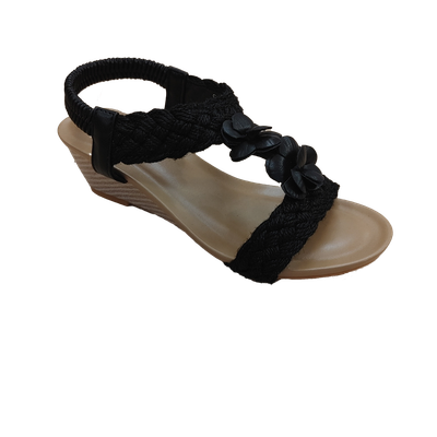 S-1459 wedge t-strap weaved sandal