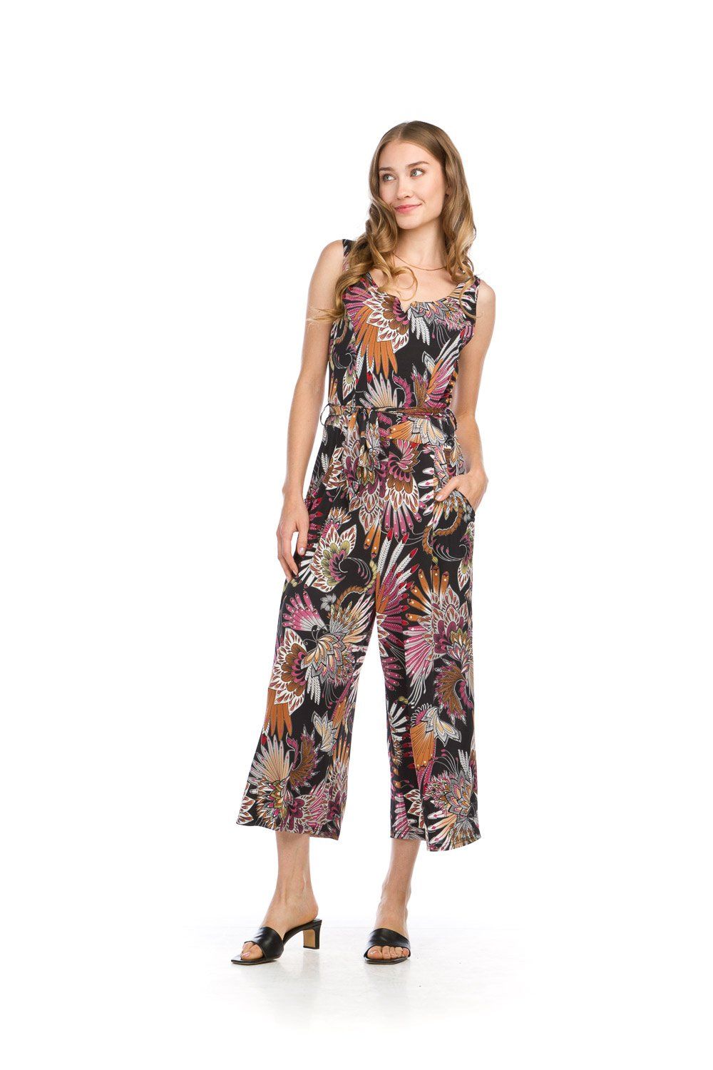 PP-16830 paisley print stretch sleeveless jumpsuit