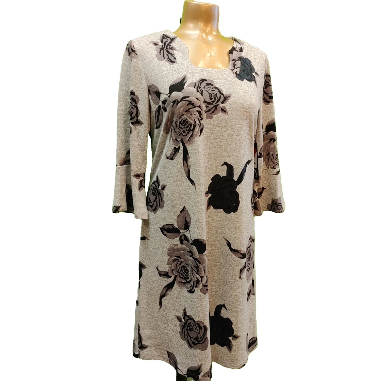 F388D floral print 3/4 sleeve sweater dress