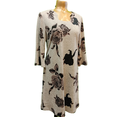 F388D floral print 3/4 sleeve sweater dress