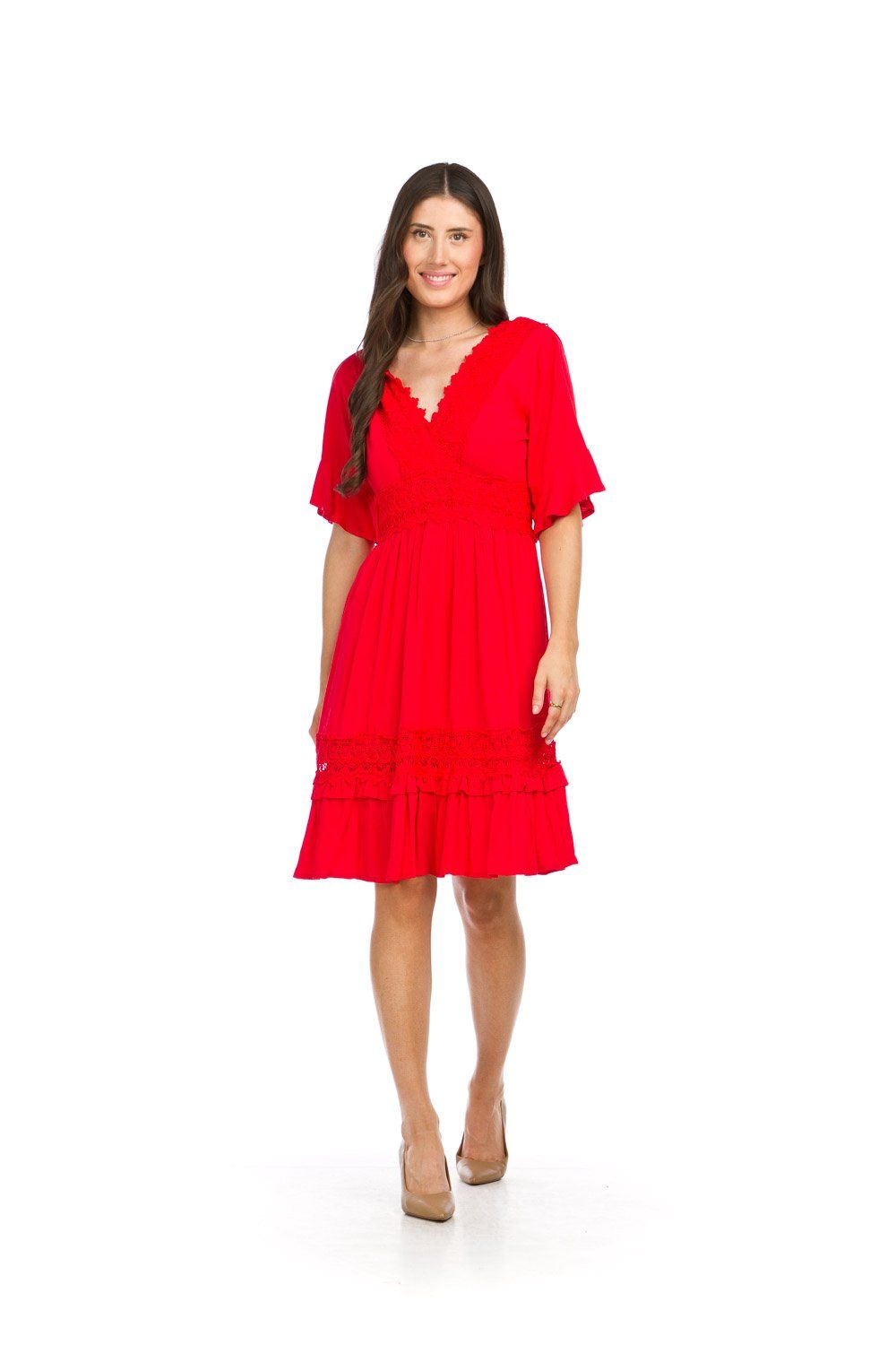 PD-16644  v- neck, open back dress