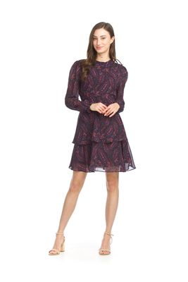 PD-15517 l/s mock neck paisley dress