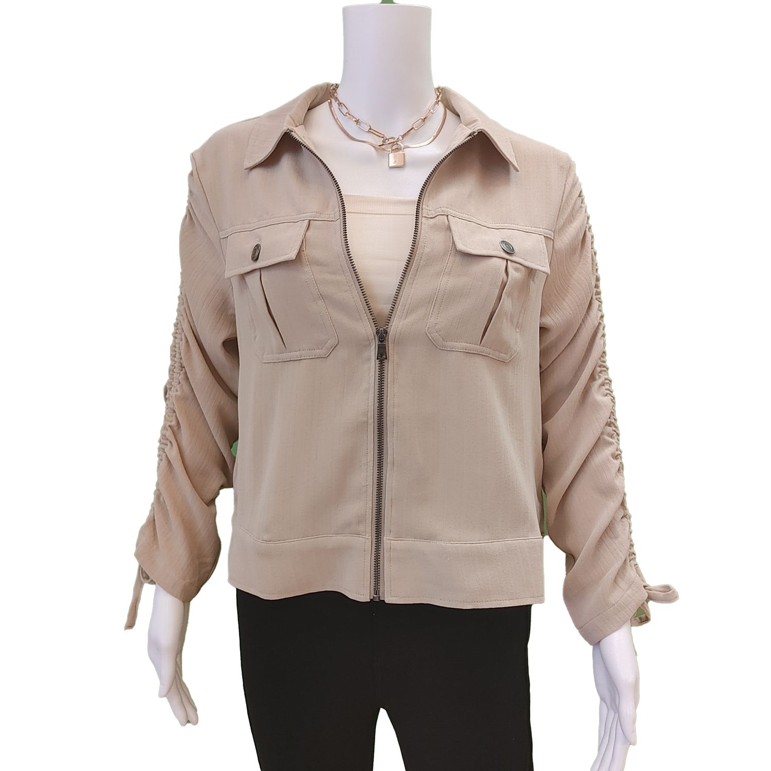 CUJK00531M draw string sleeve zip bomber jacket/blazer