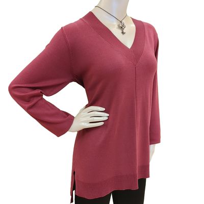 CGSW00122M ladies l/s v-neck light weight tunic sweater 