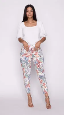 3070-3022 ladies floral print pull on capri