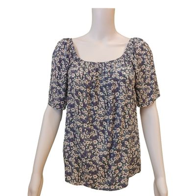 TO-230511BL s/s loose floral top