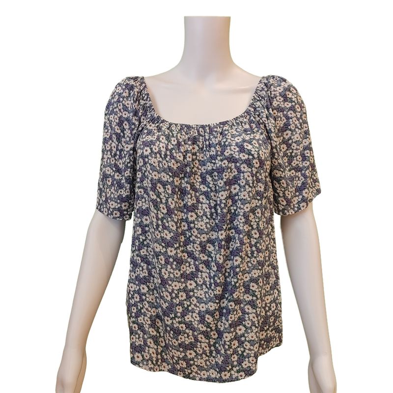 TO-230511BL s/s loose floral top