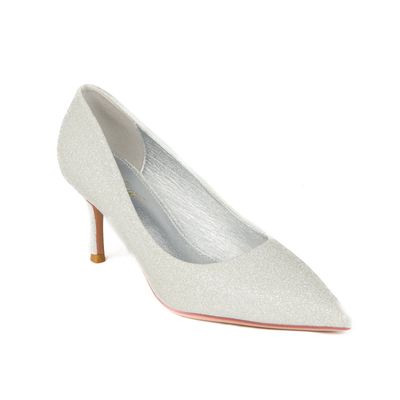 GINA-2SILVER sparkle glitter pump heel