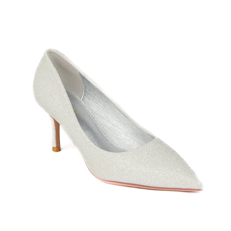 GINA-2SILVER sparkle glitter pump heel