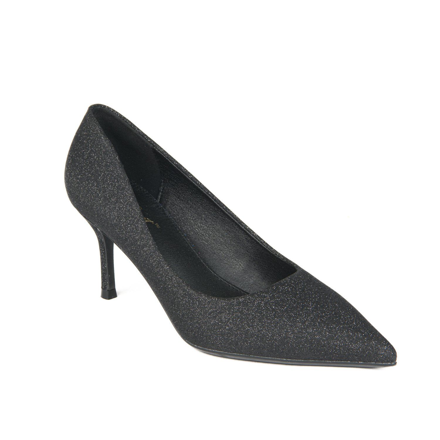 GINA-2BLACK sparkle glitter pump heel