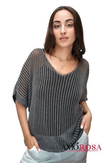 5001-41 crotchet v- neck sweater cover up