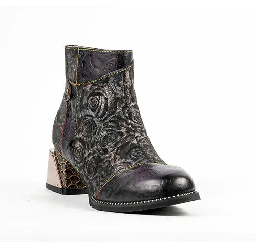 LVB-3 Short print leather boot 