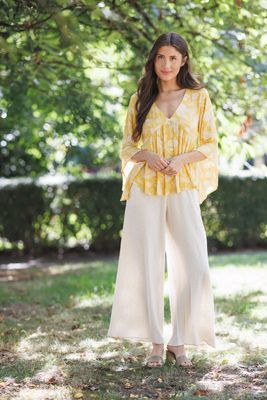 PP-16838 Linen blend wide leg pant w/pockets