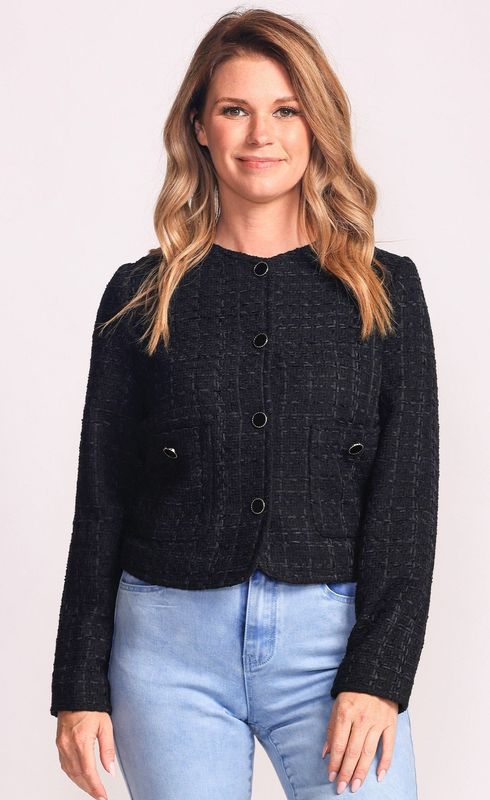 JK-80172BK short button tweed jacket