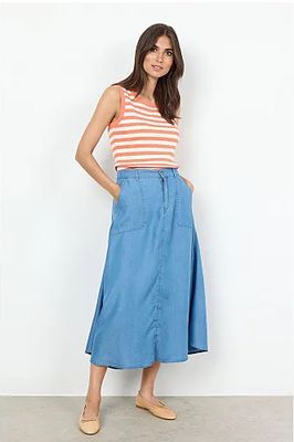 SC-LIV 46 ladies long denim light weight jean skirt w/pockets