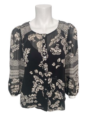 MOM4088 ladies 3/4 sleeve button sheer blouse w/tank