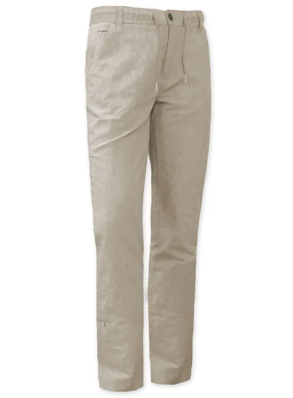 7269209 mens linen pant w/elastic waistband, drawcord
