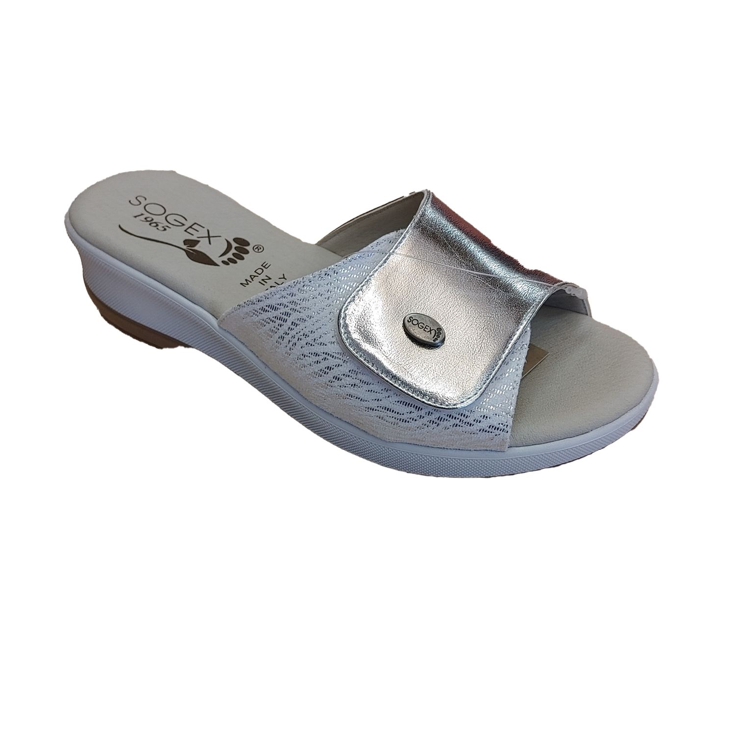 SD30M-506 ladies wedge slip on sandal w/velcro adjustment strap