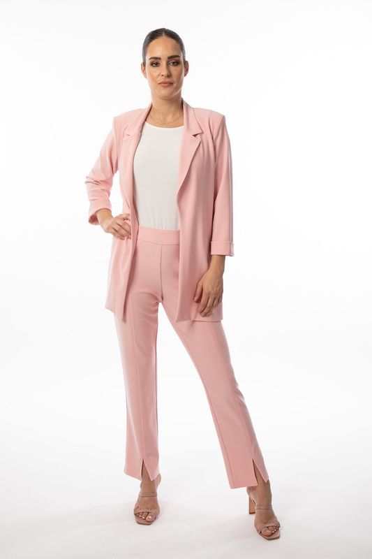 8335 ladies 3/4 sleeve long open blazer jacket