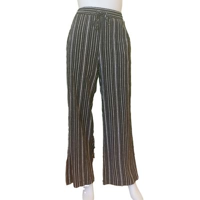 MOM6264 ladies stripe capri pant w/drawstring waist