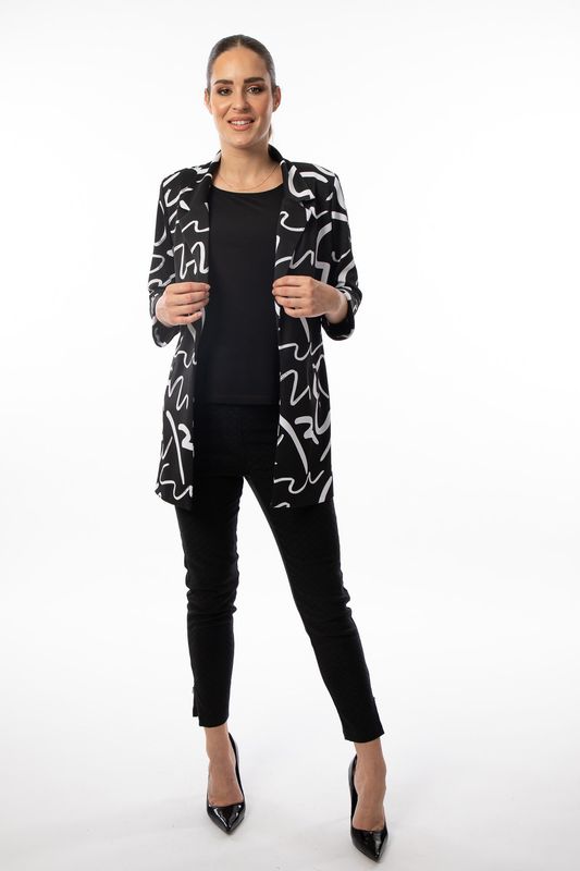 8384 ladies 3/4 sleeve long open blazer jacket