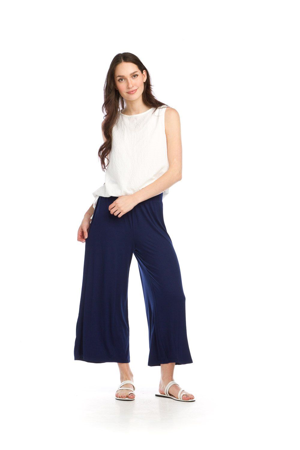 PP-16839N ladies bamboo knit culotte wide leg capri pant