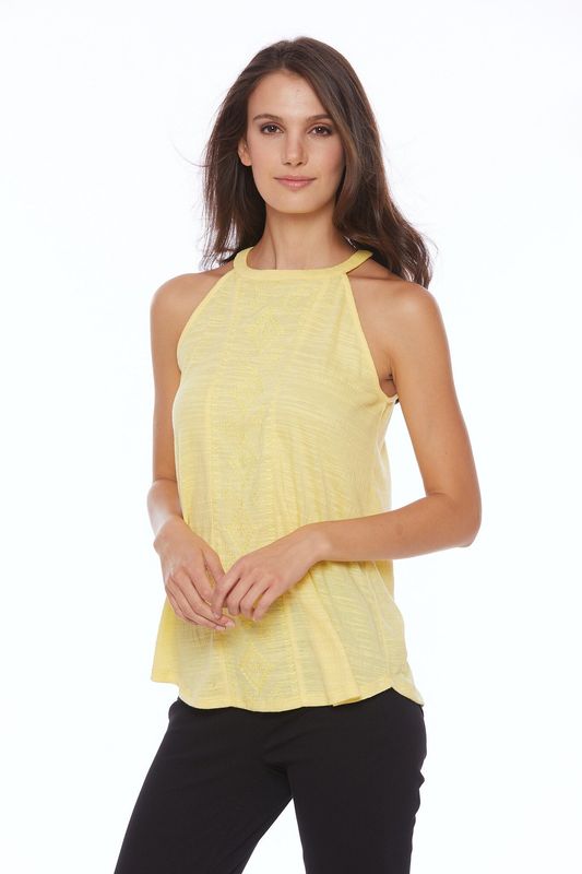 CSTP06067M ladies embroidered halter tank top
