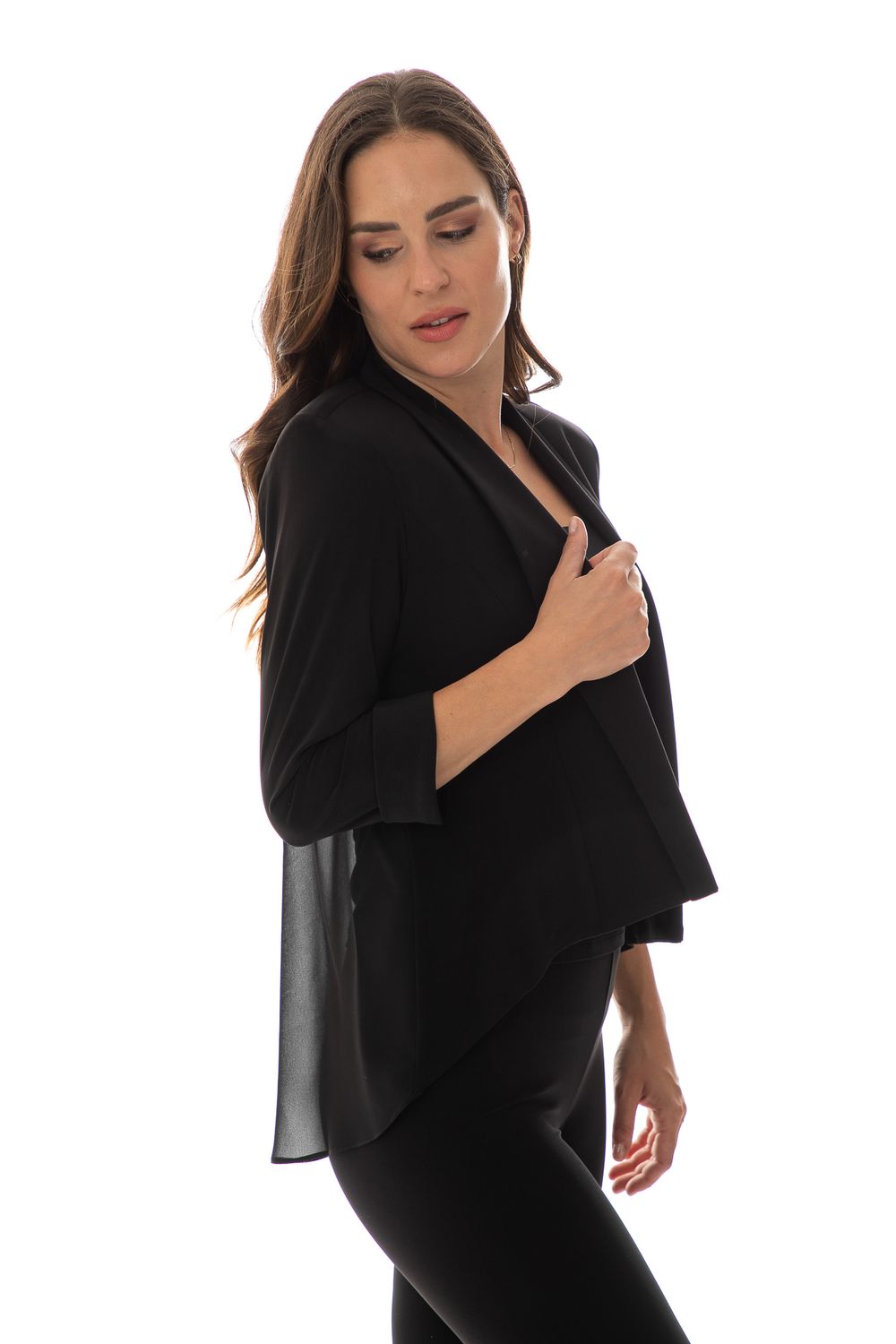 6227 Women&#39;s open cardigan jacket/blazer w/sheer back