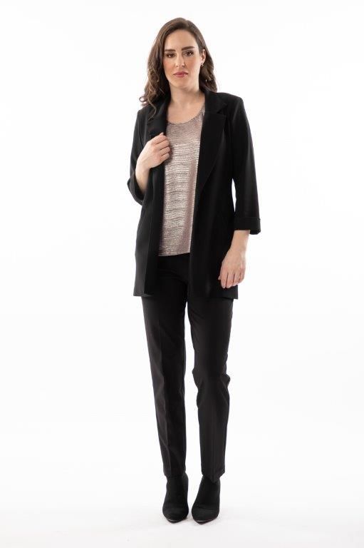 8335 Ladies long 3/4 sleeve open blazer w/pockets
