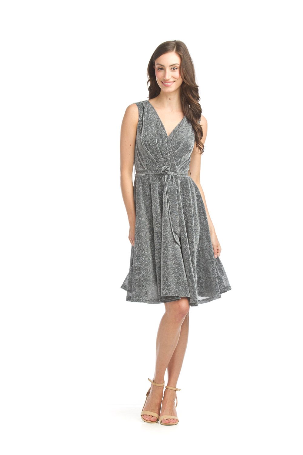 PD-15519 Ladies sparkle stretch sleeveless dress w/tie waist