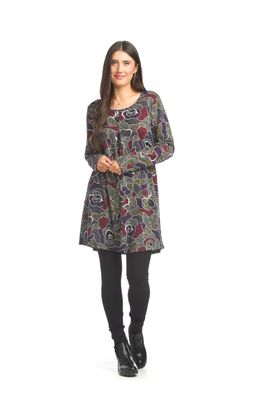 SD-17416 Ladies floral Aline sweater dress w/pockets
