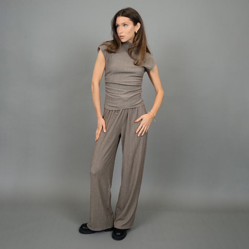76W009S Mock neck sleeveless shirt w/side rouching