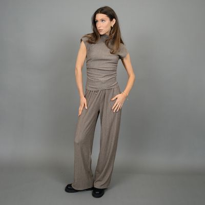 76W009S Mock neck sleeveless shirt w/side rouching