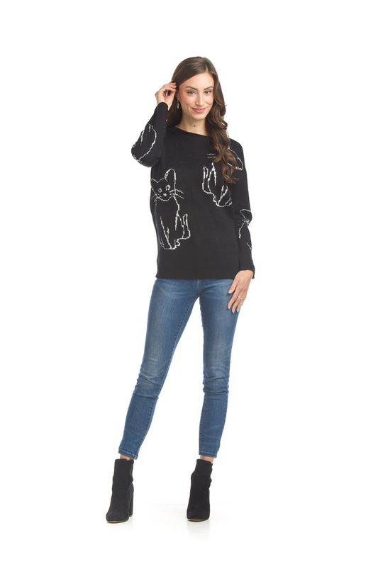 ST-15230 Ladies cat pattern acrylic sweater