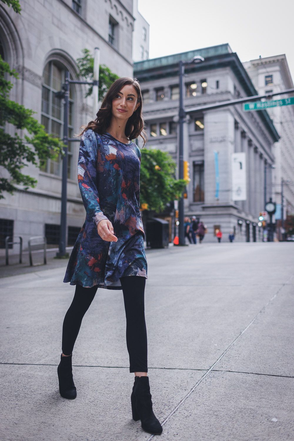 SD-17417 Ladies multi color Aline sweater dress w/pockets
