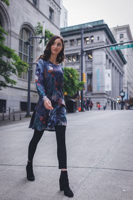 SD-17417 Ladies multi color Aline sweater dress w/pockets