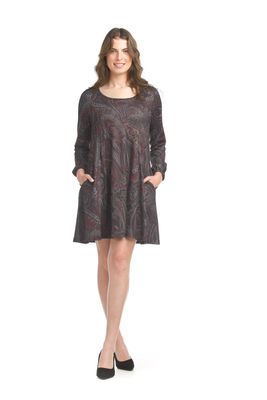 SD-17405 Ladies mosaic dot print sweater dress w/pockets