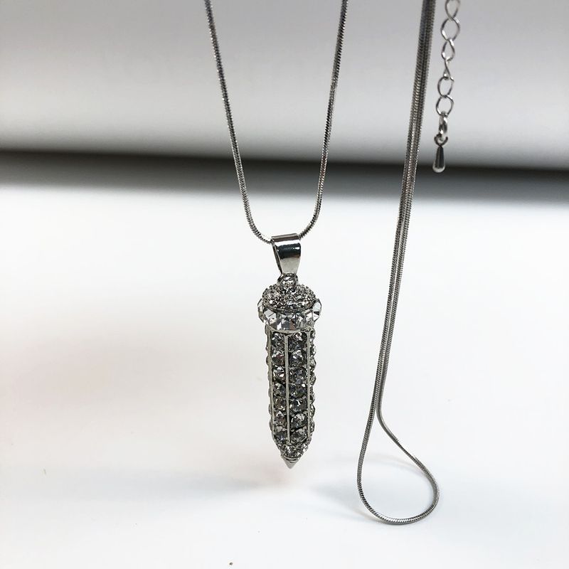 NL050-9830-S Long drop pendant w/rhinestone jewels