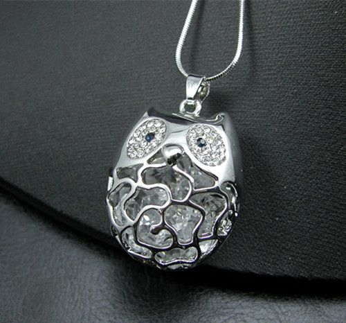NL050-K253-G owl necklace w/incased gems