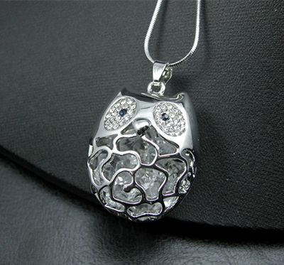 NL050-K253-G owl necklace w/incased gems