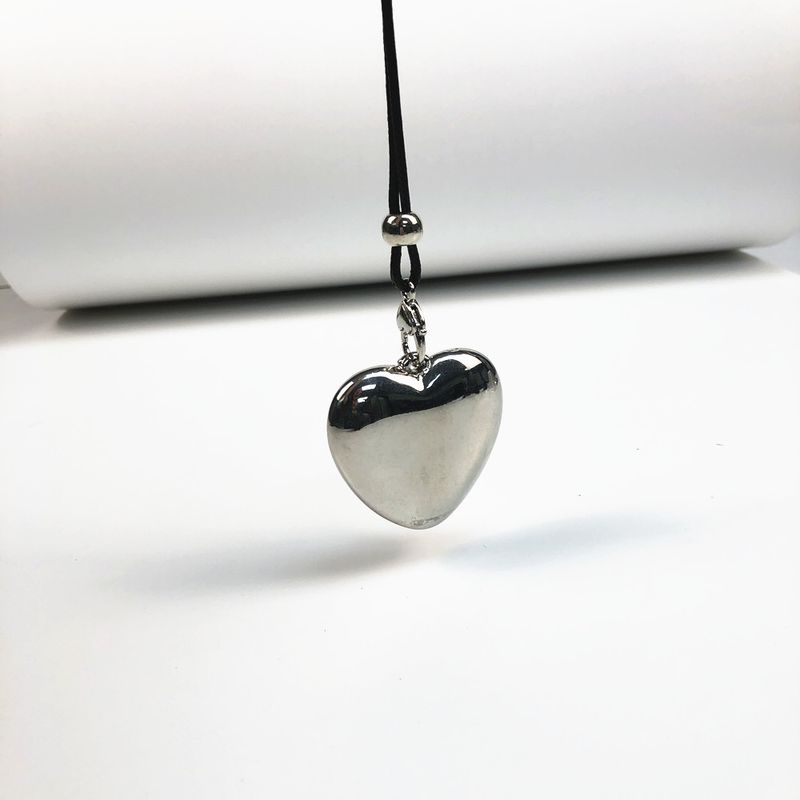 NL060-A1036 Leather rope necklace w/solid heart