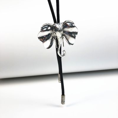 NL060-A1037 Leather rope necklace w/elephant