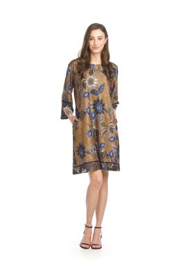 SD-15403 paisley and floral print 3/4 sleeve sweater dress
