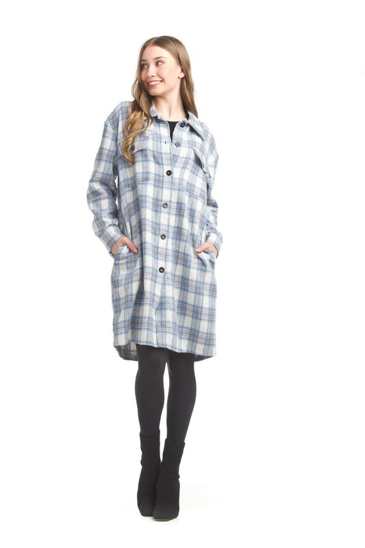 JT-17749 Ladies plaid shacket w/pockets