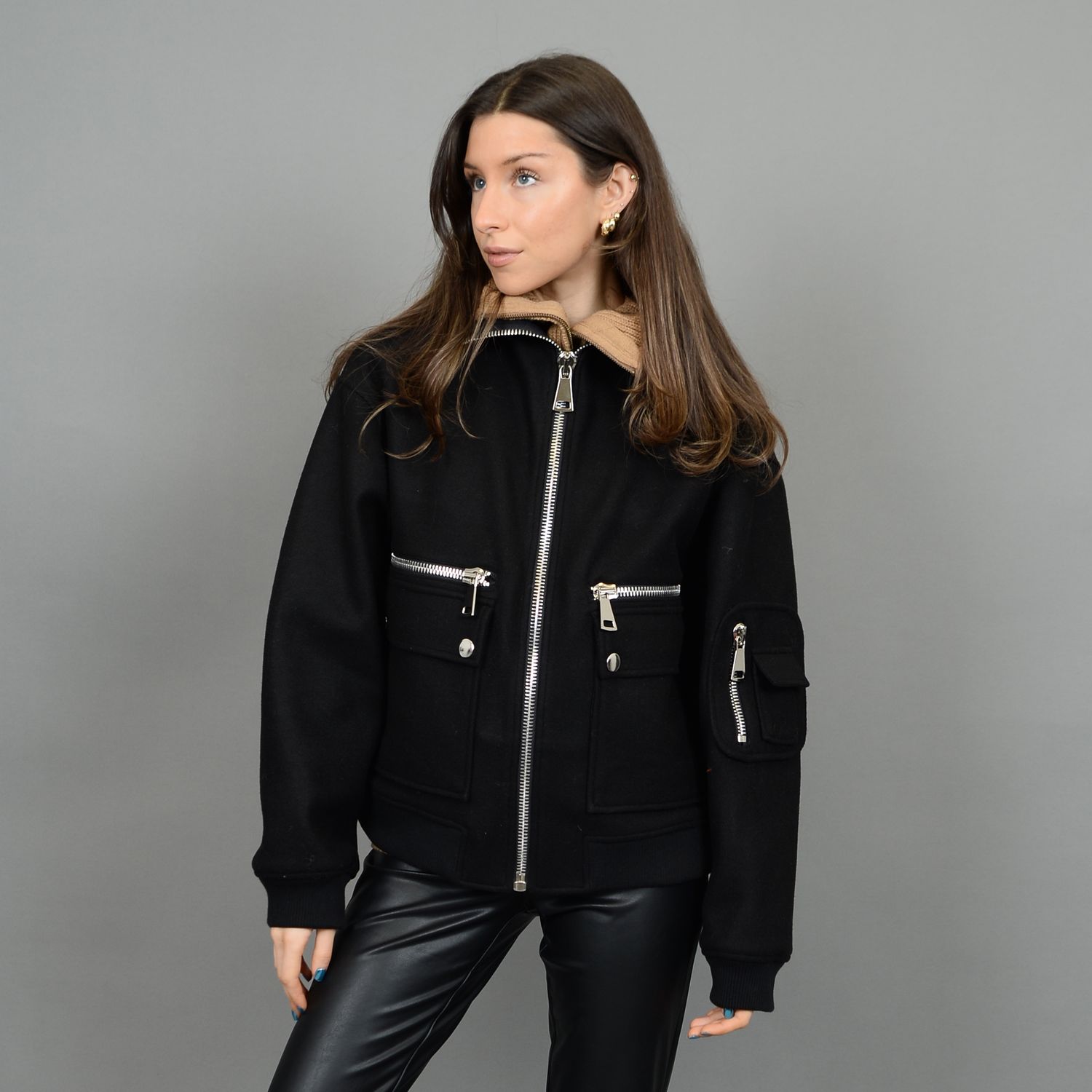 76J063S Ladies short bomber zip jacket