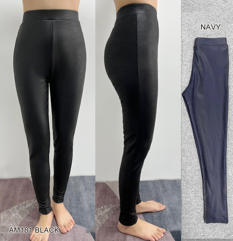 AM181 Ladies faux leather pull on stretch legging