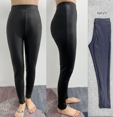 AM181 Ladies faux leather pull on stretch legging
