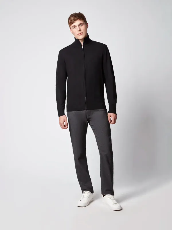 145805 Men&#39;s L/S cashmere feel full zip mock neck sweater