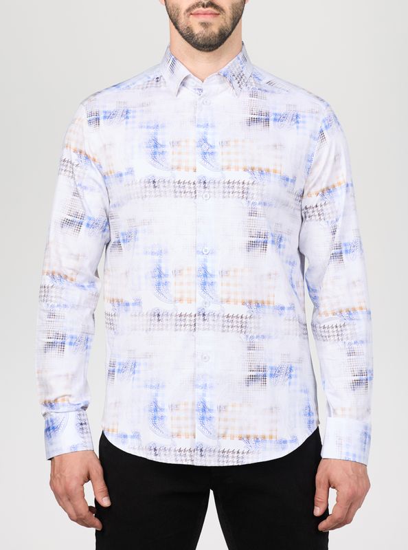 121547 Men&#39;s L/S printed button shirt