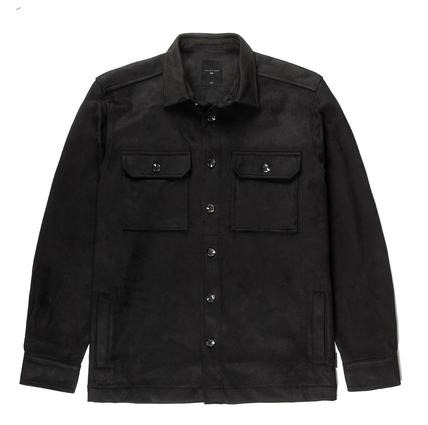 145259 Men&#39;s stretch soft faux suede overshirt jacket w/side entry pockets
